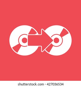 CD RW Icon On Red Background