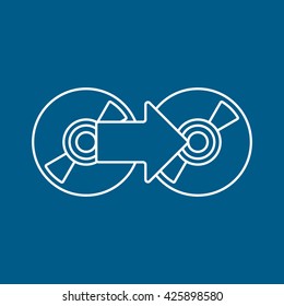 CD RW Line Icon On Blue Background