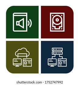 cd simple iconos set. Contiene iconos como el libro de audio, el disco duro, el almacenamiento de ordenador, que se pueden usar para web, móvil y logotipo