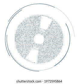 The cd symbol filled with dark blue dots. Pointillism style. Vector illustration on white background