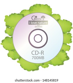 CD. Tree. Go green. Save world. vector illustration.