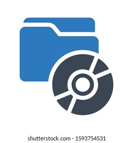 CD vector glyph color icon 