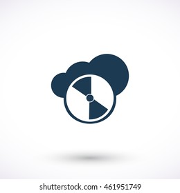 Cd vector icon. Cloud pictogram. Graphic symbol for web design, logo. Isolated sign on a white background.