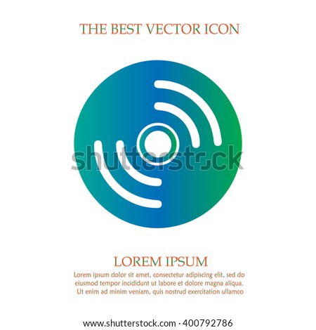 CD vector icon. Colored compact disc simple isolated symbol logo sign.