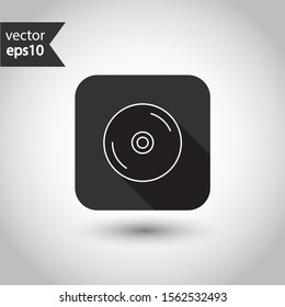 CD vector icon. Compact disc flat symbol. DVD vector sign. Round icon design pictogram with shadow 