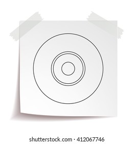 CD vector icon. Compact disc vector line icon isolated on white paper background.