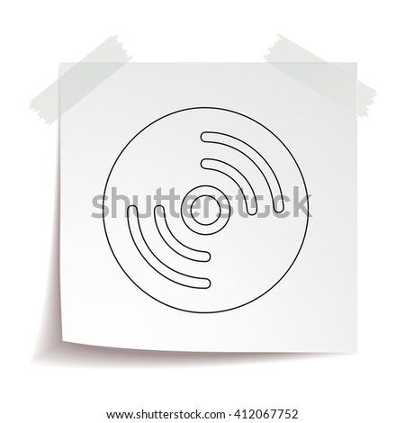 CD vector icon. Compact disc vector line icon isolated on white paper background.