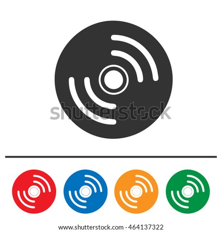 CD vector icon set. Compact disc simple isolated symbol logo sign.