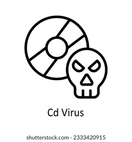 Cd Virus Vector  outline Icon Design illustration. Cyber security  Symbol on White background EPS 10 File