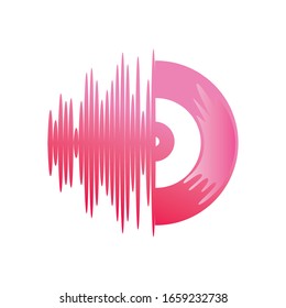 diseño de iconos de estilo cd y de gradiente de onda, música melodía canción música arte musical y tema de composición Ilustración vectorial