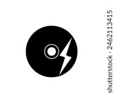 CD Writer, Disc with Lightning flat vector icon. Simple solid symbol isolated on white background. CD Writer, Disc with Lightning sign design template for web and mobile UI element
