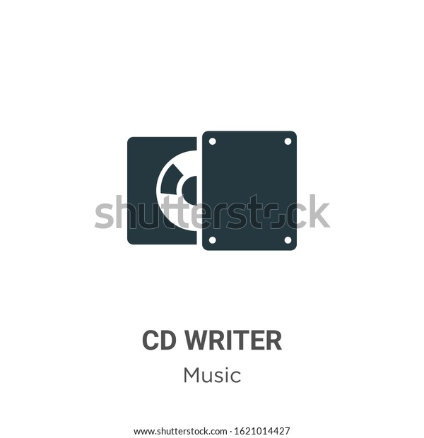 Cd writer glyph icon vector on white\
background. Flat vector cd writer icon symbol sign from modern\
music collection for mobile concept and web apps\
design.
