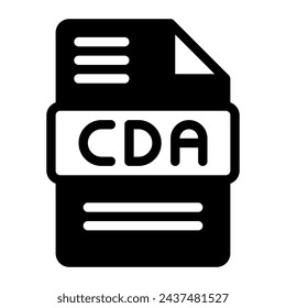 Cda Audio File Format Icon. Flat Style Design, File Type icons symbol. Vector Illustration.