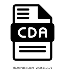 Cda file icon. Audio format symbol Solid icons, Vector illustration. can be used for website interfaces, mobile applications and software