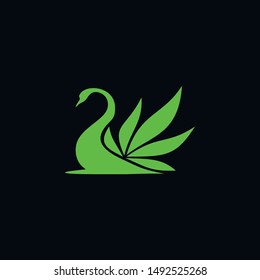 CDB Hemp Oil Logo Combination of A Bird  And Cannabis Leaf Shape for Cannabis Product, Medical and CBD Industry.