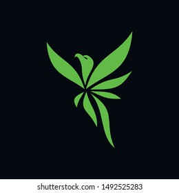 CDB Hemp Oil Logo Combination of A Bird  And Cannabis Leaf Shape for Cannabis Product, Medical and CBD Industry.