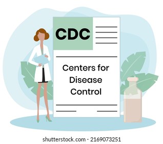 CDC - Centers for Disease Control acronym business concept background. vector illustration concept with keywords and icons. lettering illustration with icons for web banner, flyer, landing page