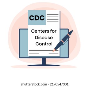 CDC - Centers for Disease Control acronym business concept background. vector illustration concept with keywords and icons. lettering illustration with icons for web banner, flyer, landing page