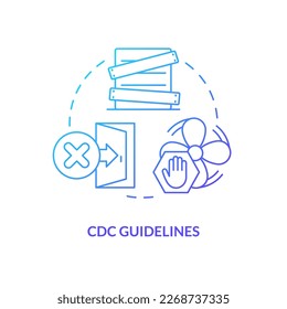 CDC guidelines blue gradient concept icon. Follow recommendations. Survive during nuclear attack abstract idea thin line illustration. Isolated outline drawing. Myriad Pro-Bold font used