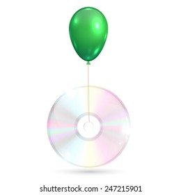 CD/DVD with a balloon, vector