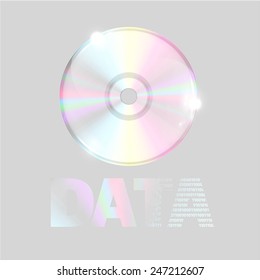 CD/DVD, with a DATA sign label, vector
