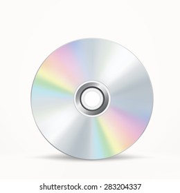 The CD-DVD disc on the white background