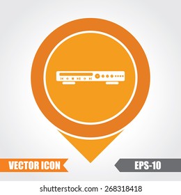 CD/DVD Player Icon On Map Pointer. Eps.-10.