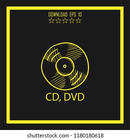 CD,DVD sketch vector icon