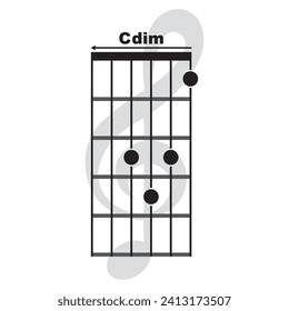 Cdim  guitar chord icon. Basic guitar chord vector illustration symbol design