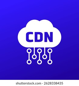 CDN, Content delivery network icon with cloud