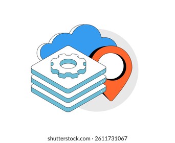 CDN and high-speed server infrastructure improve latency, caching, and web performance for global content delivery and fast user access. Vector illustration and icons