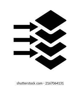 Cdn, layers, big data icon. Black vector graphics.