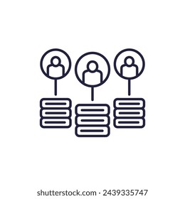 CDN line icon with users, Content delivery network vector