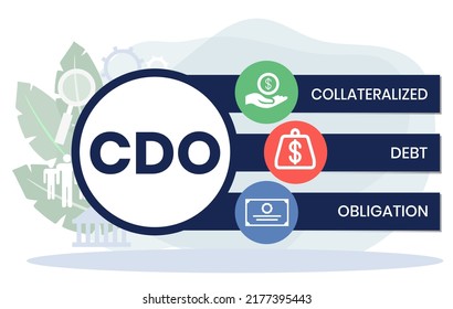 CDO - Collateralized Debt Obligation acronym. business concept background. vector illustration concept with keywords and icons. lettering illustration with icons for web banner, flyer, landing pag