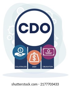 CDO - Collateralized Debt Obligation acronym. business concept background. vector illustration concept with keywords and icons. lettering illustration with icons for web banner, flyer, landing pag