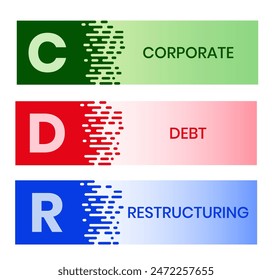 CDR CORPORATE SOUND DEBT RESTRUCTURING Acronym. Konzept mit Schlagwort und Icons. Flache Vektorillustration. Isoliert auf weiß.