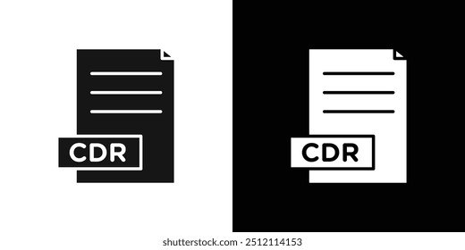 Ícone de Documento de Arquivo CDR Conjunto de logotipos vetoriais de arte de linha preta