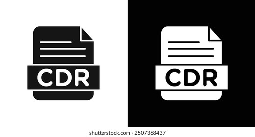 CDR File Document Icon flat line symbol set.