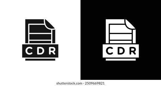 Ícone de documento de arquivo do CDR Contorno de conjunto de vetor plano