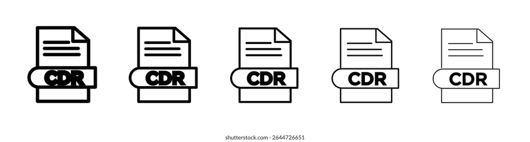 Ícone de documento de arquivo CDR ilustração plana definir logotipo