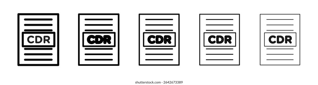 CDR File Document Icon isolated vector on white background set