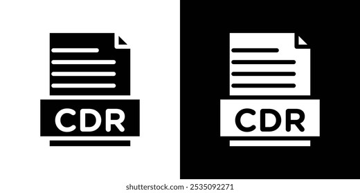 Ícone linear do documento do arquivo CDR isolado