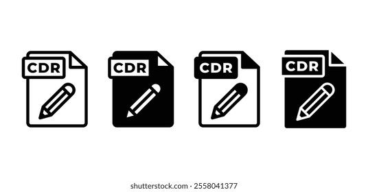 cdr file format document icon vector design simple black white color illustration collection isolated