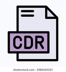 CDR-Dateiformat Vektorgrafik Symbol, Lineal Color Isolated Vektorgrafik Symbol.