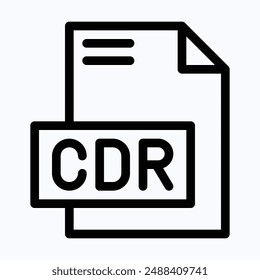 CDR-Dateiformat-Vektorgrafik-Symbol, isolierte lineare Vektorgrafik-Symbol.