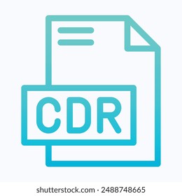 CDR File Format Vector Icon, Isolated Lineal Gradient Vector Icon.