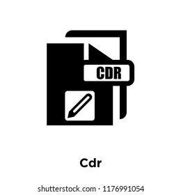 Cdr icon vector isolated on white background, logo concept of Cdr sign on transparent background, filled black symbol