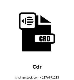 Cdr icon vector isolated on white background, logo concept of Cdr sign on transparent background, filled black symbol