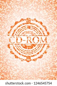 CD-ROM abstract orange mosaic emblem with background