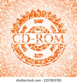 CD-ROM abstract orange mosaic emblem with background